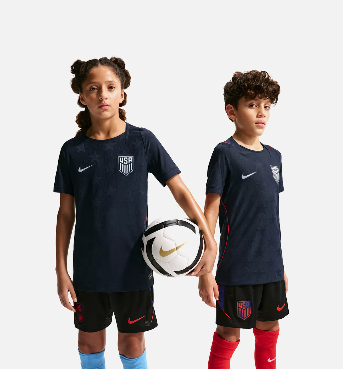 USMNT 2026/27 Match Away Aero Fit Soccer Authentic Grade School Jersey - Dark Obsidian/University Red/Pure Platinum