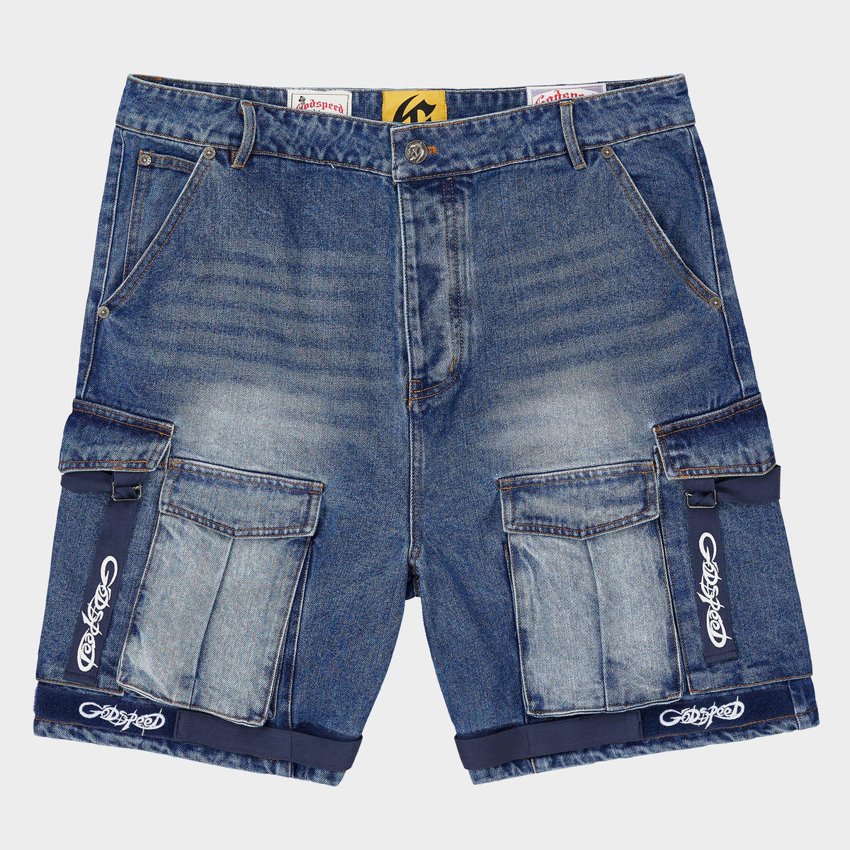 Utility Denim Shorts (Blue/Blue)