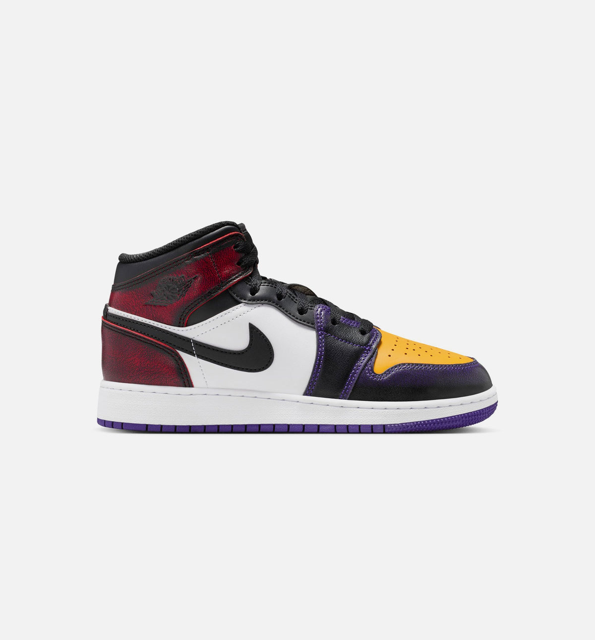 Air Jordan 1 Mid SE Grade School Lifestyle Shoe - True Red/White/Court Purple/Black