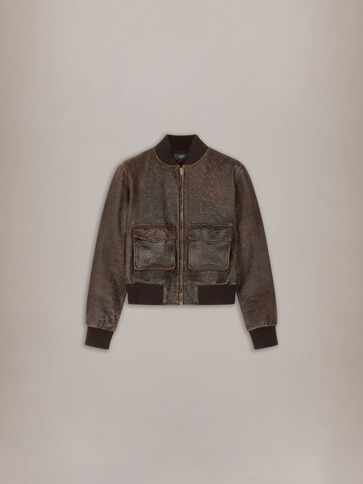 WOMEN - WOMEN'S CRACKLED LEATHER BOMBER - Husk