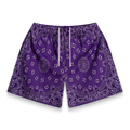 Screenprinted Paisley Two-Tone Purple Shorts