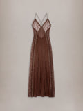 WOMEN - WOMEN'S LACE SLIP GOWN - Coffee