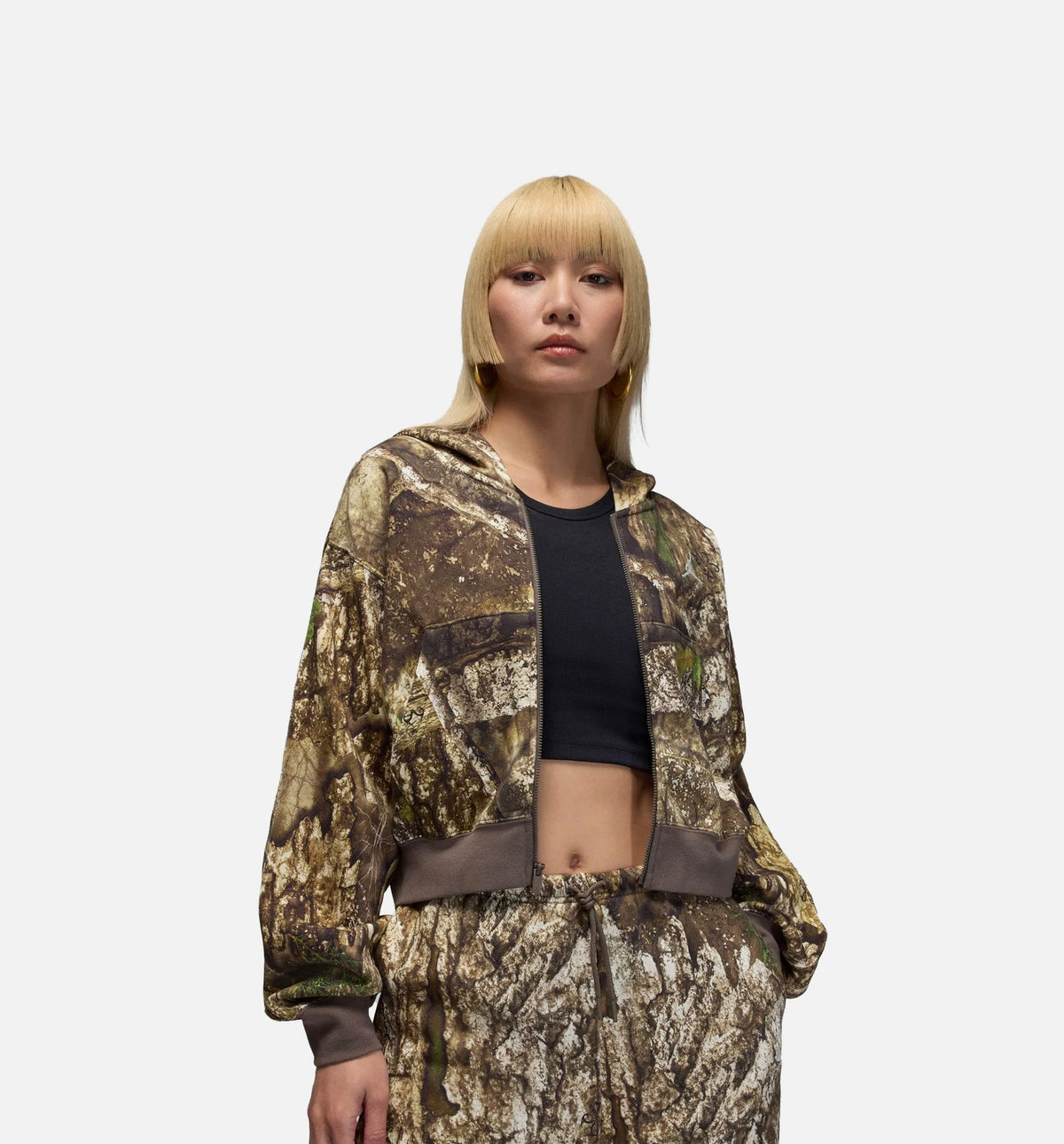 Brooklyn Fleece Realtree Mod Crop Full-Zip Womens Hoodie - Sail/Sail