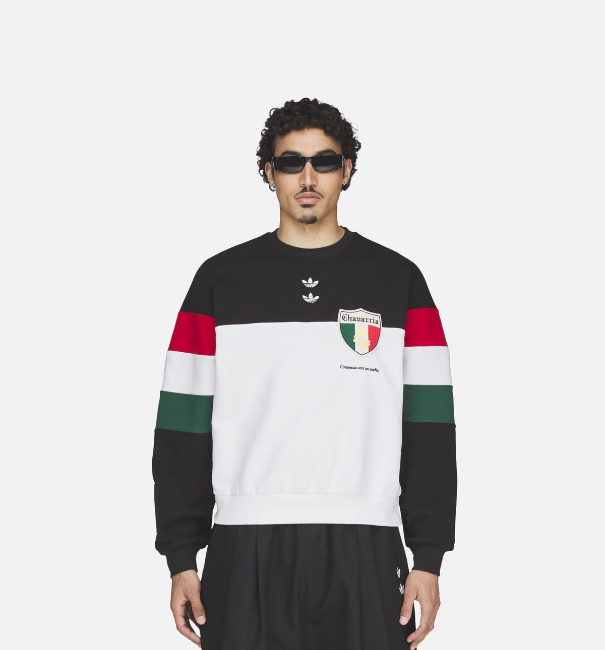 Chavarria Fleece Crewneck Mens Sweatshirt - Black/White