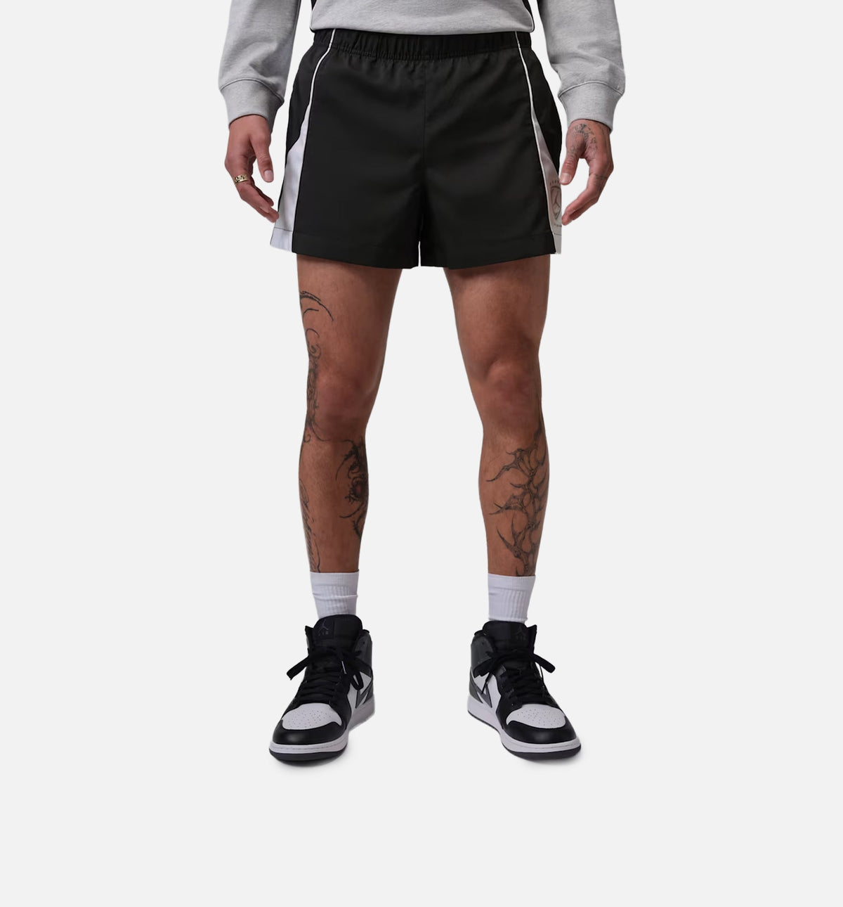 Brooklyn 4" Shortie Fleece Mens Shorts - Black/White/Metallic Silver