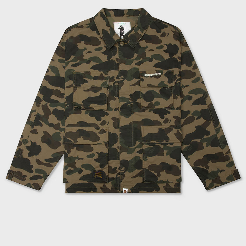 1st Camo Heavy Washed Multi Pocket Cargo L/S Shirt - Green