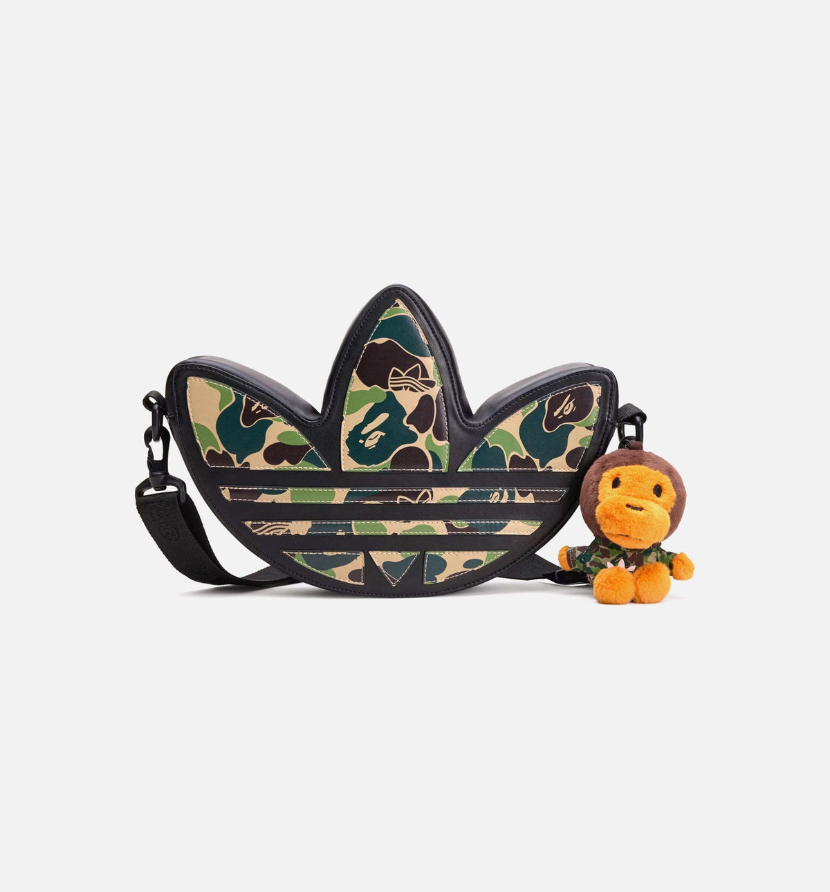Bape Trefoil Shoulder Mens Bag - Black