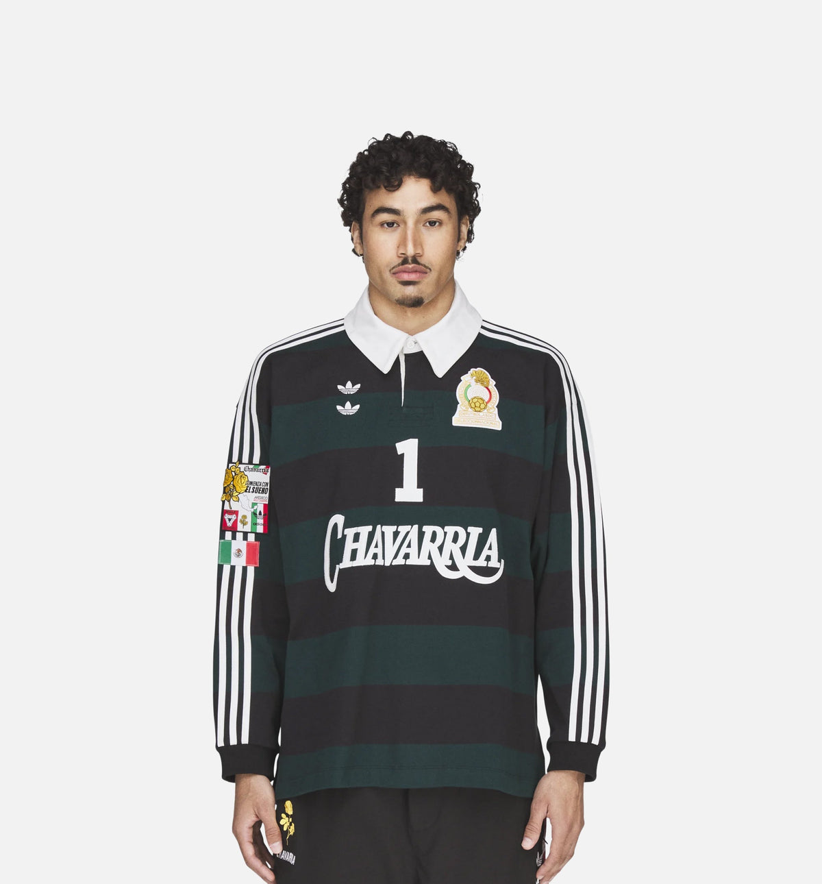 Chavarria Rugby Mens Long Sleeve Shirt - Black/Aurora Ivy