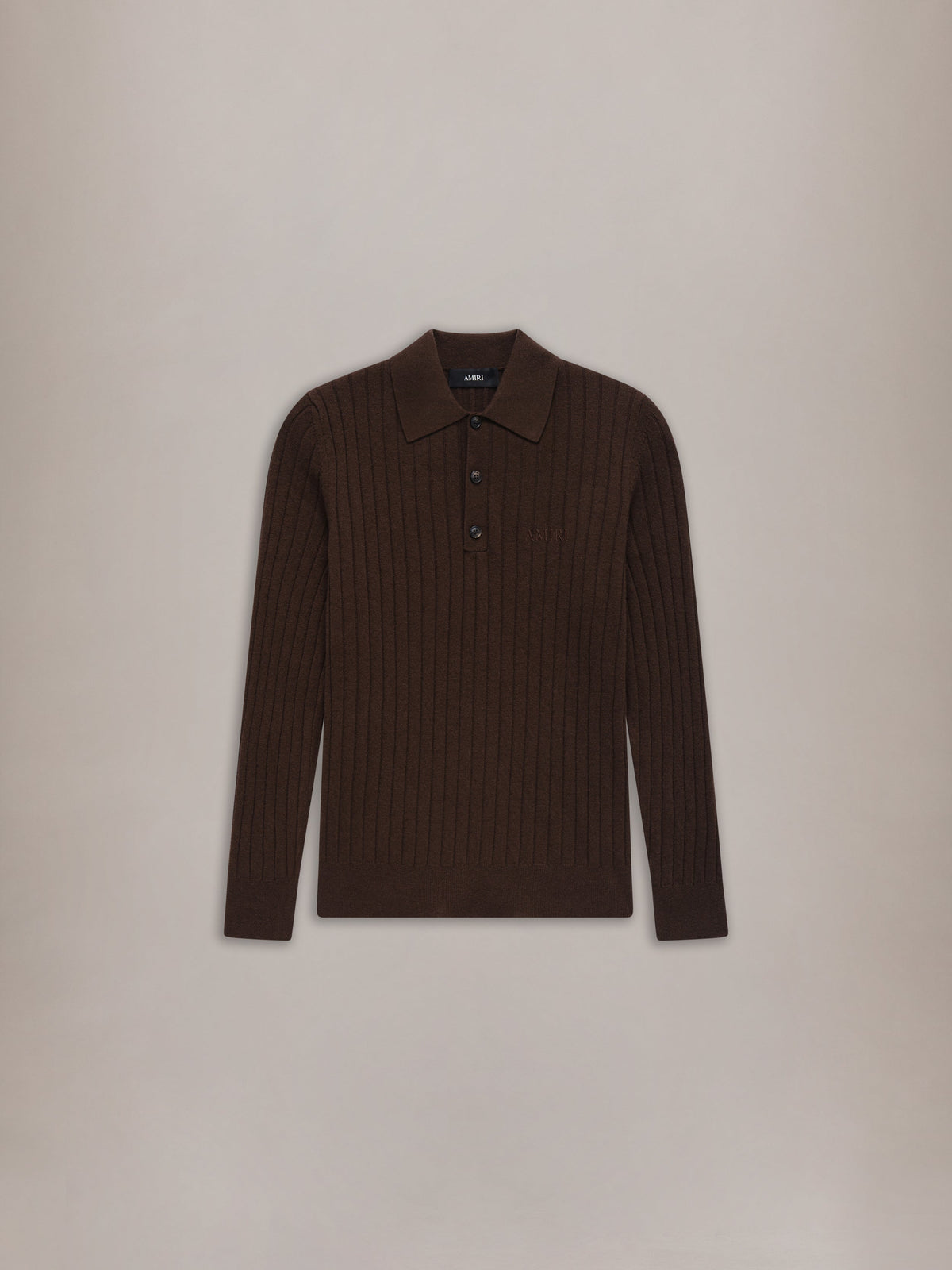 AMIRI SOFT RIB KNIT POLO - Husk