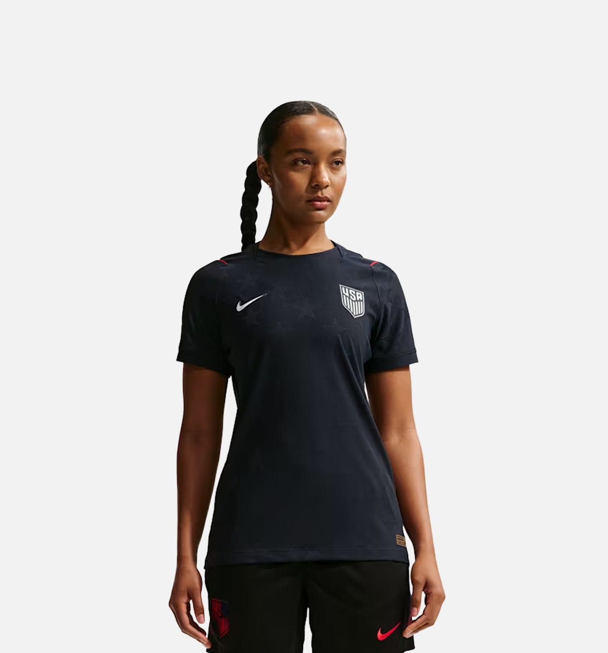 USMNT 2026/27 Match Away Aero Fit Soccer Authentic Womens Jersey -  Dark Obsidian/University Red/Pure Platinum