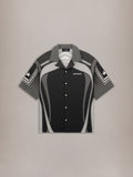SPORT PANEL OVERSIZED CAMP SHIRT - Black