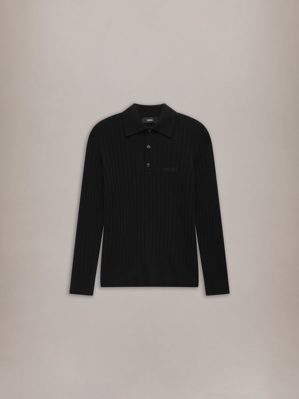 AMIRI SOFT RIB KNIT POLO - Black