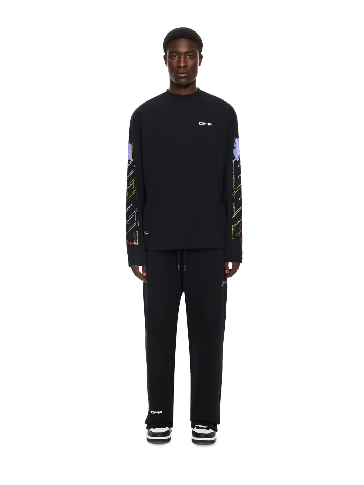OFF WHITE Archigeography Arrow Skate Long Sleeve T-Shirt BLACK 44MAB09CF26J003