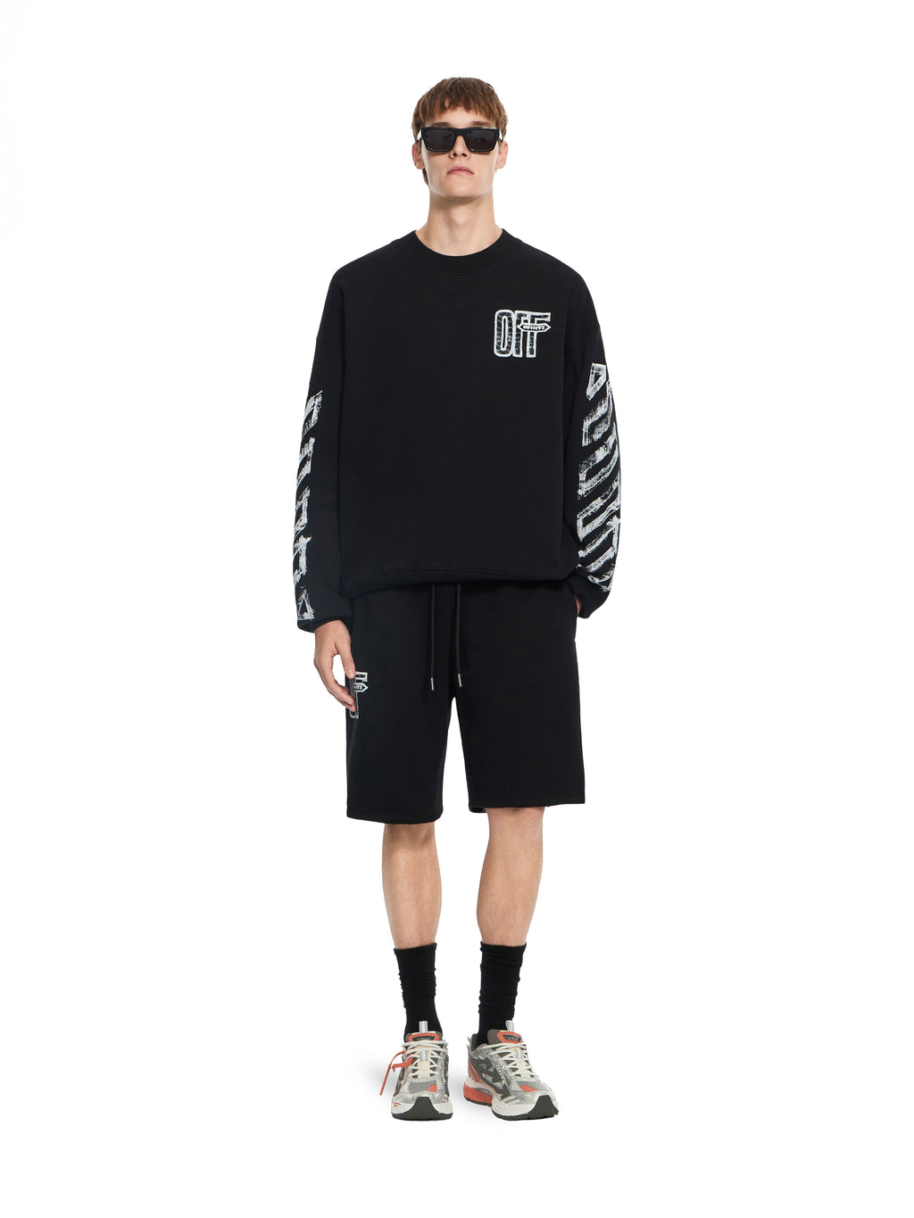 OFF WHITE Motion Arrow Skate Crewneck Sweatshirt BLACK 44MBA054F26F007