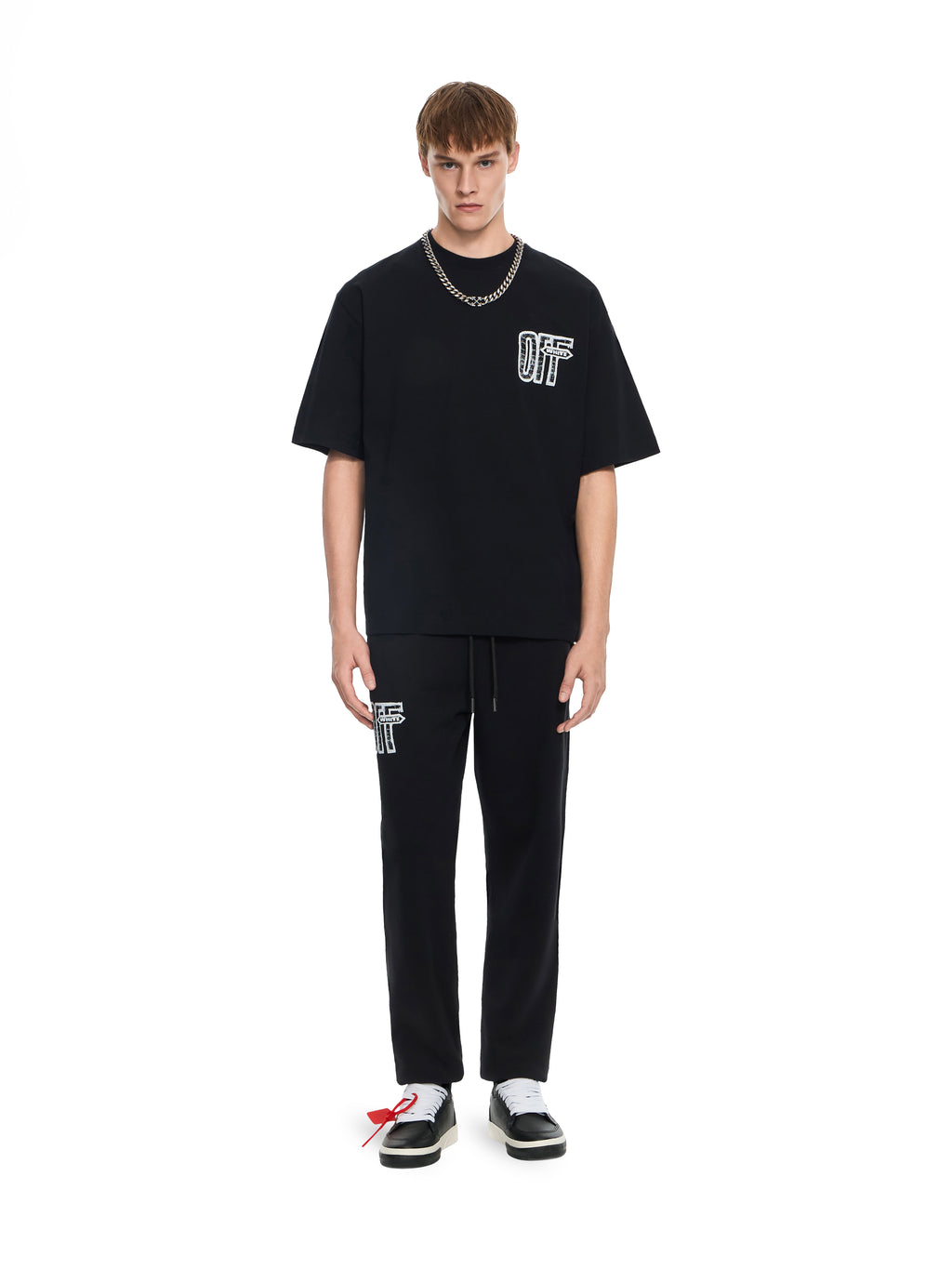 OFF WHITE Motion Arrow Cuffed Sweatpants BLACK 44MCH057F26F003