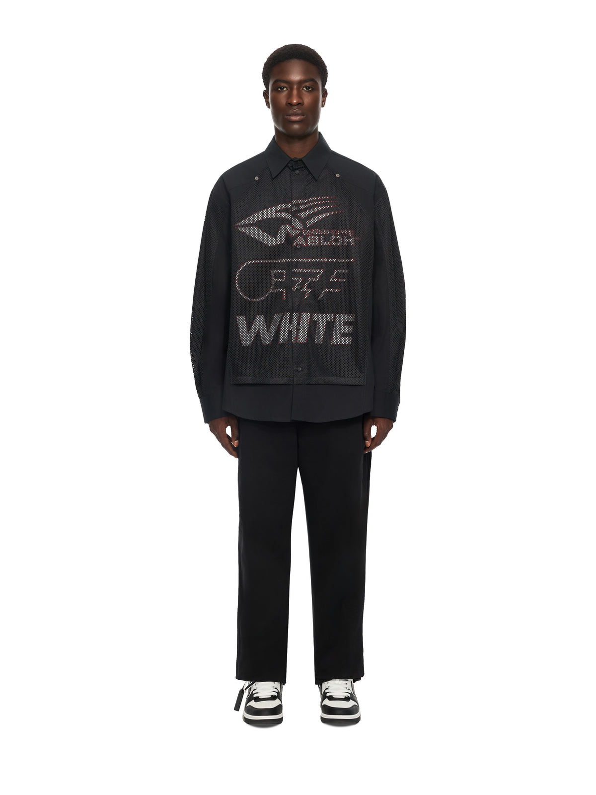 OFF WHITE Racing Staff Mesh Overshirt BLACK 44MGE04RF26F001