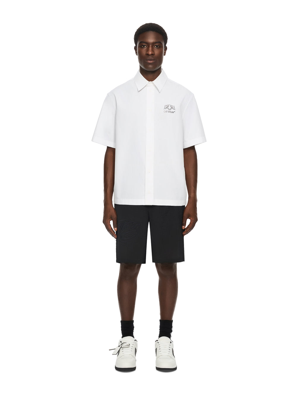 OFF WHITE Off Line Half Arrow Poplin Slim Bowling Shirt WHITE 44MGG01PF26F002