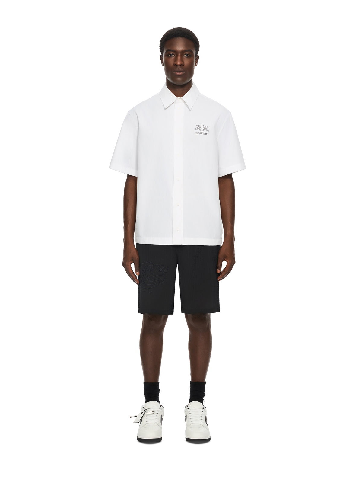 OFF WHITE Off Line Half Arrow Poplin Slim Bowling Shirt WHITE 44MGG01PF26F002