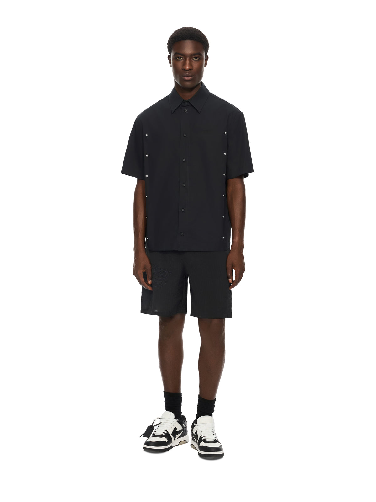 OFF WHITE Chakra Arrow Poplin Slim Bowling Shirt BLACK 44MGG01PF26F003