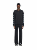 OFF WHITE Diagonals Fuzzy Knit Crewneck ANTRACITE 44MHE087F26K002