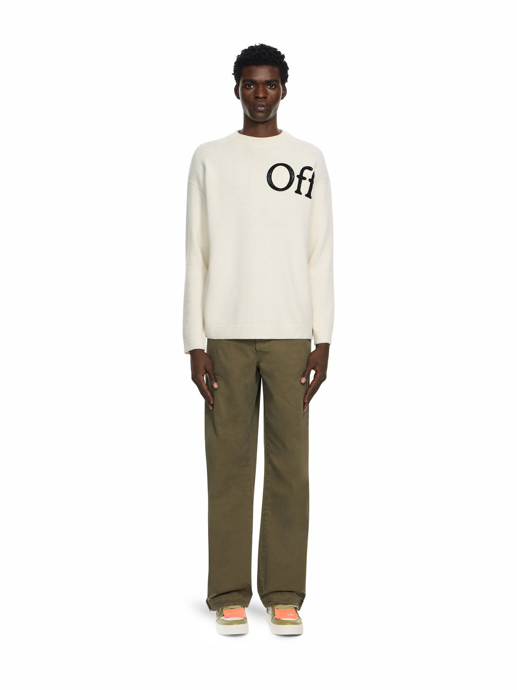 OFF WHITE Bookish Shared Knit Crewneck CREAM 44MHE20QF26K001