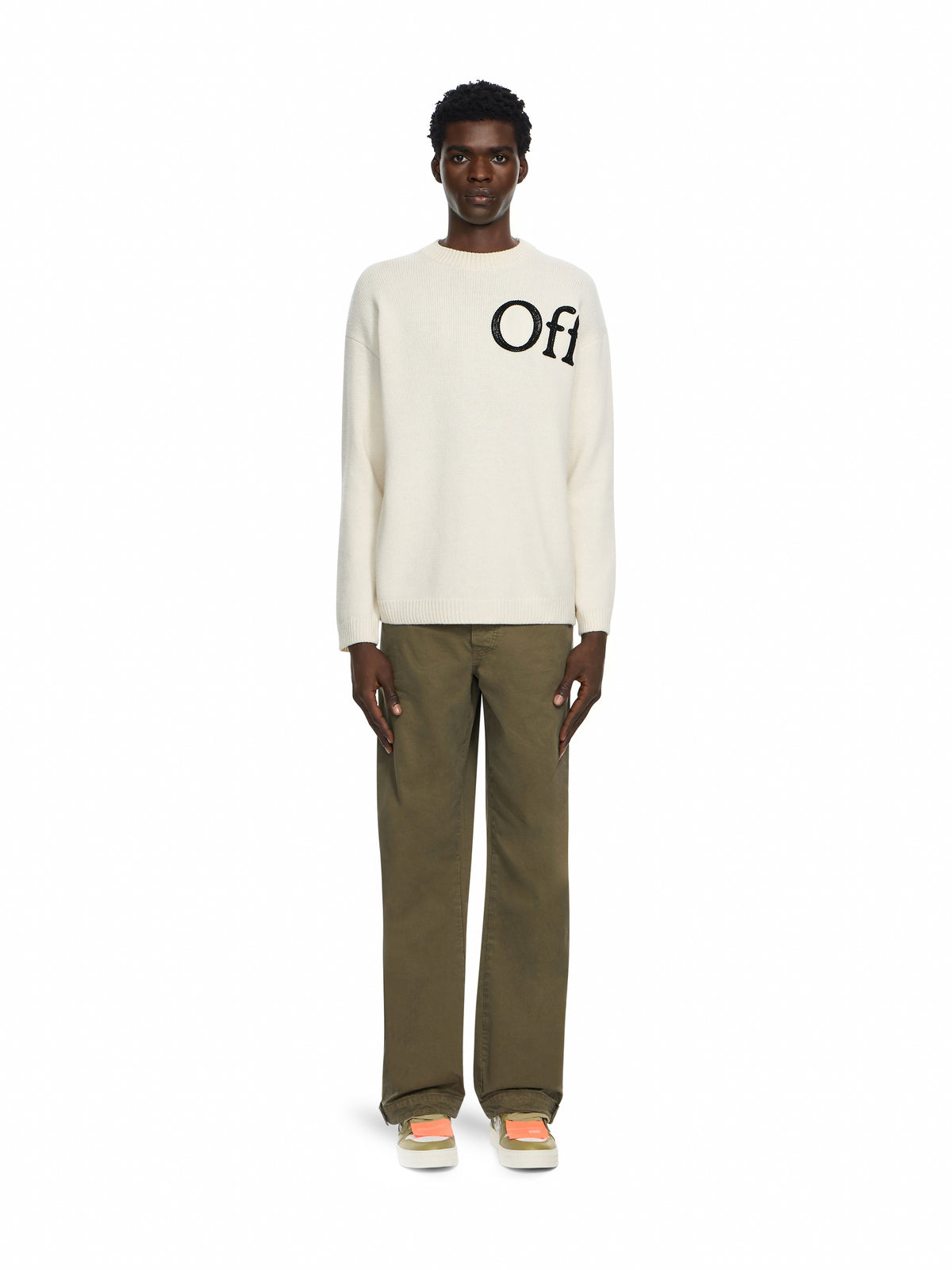 OFF WHITE Bookish Shared Knit Crewneck CREAM 44MHE20QF26K001