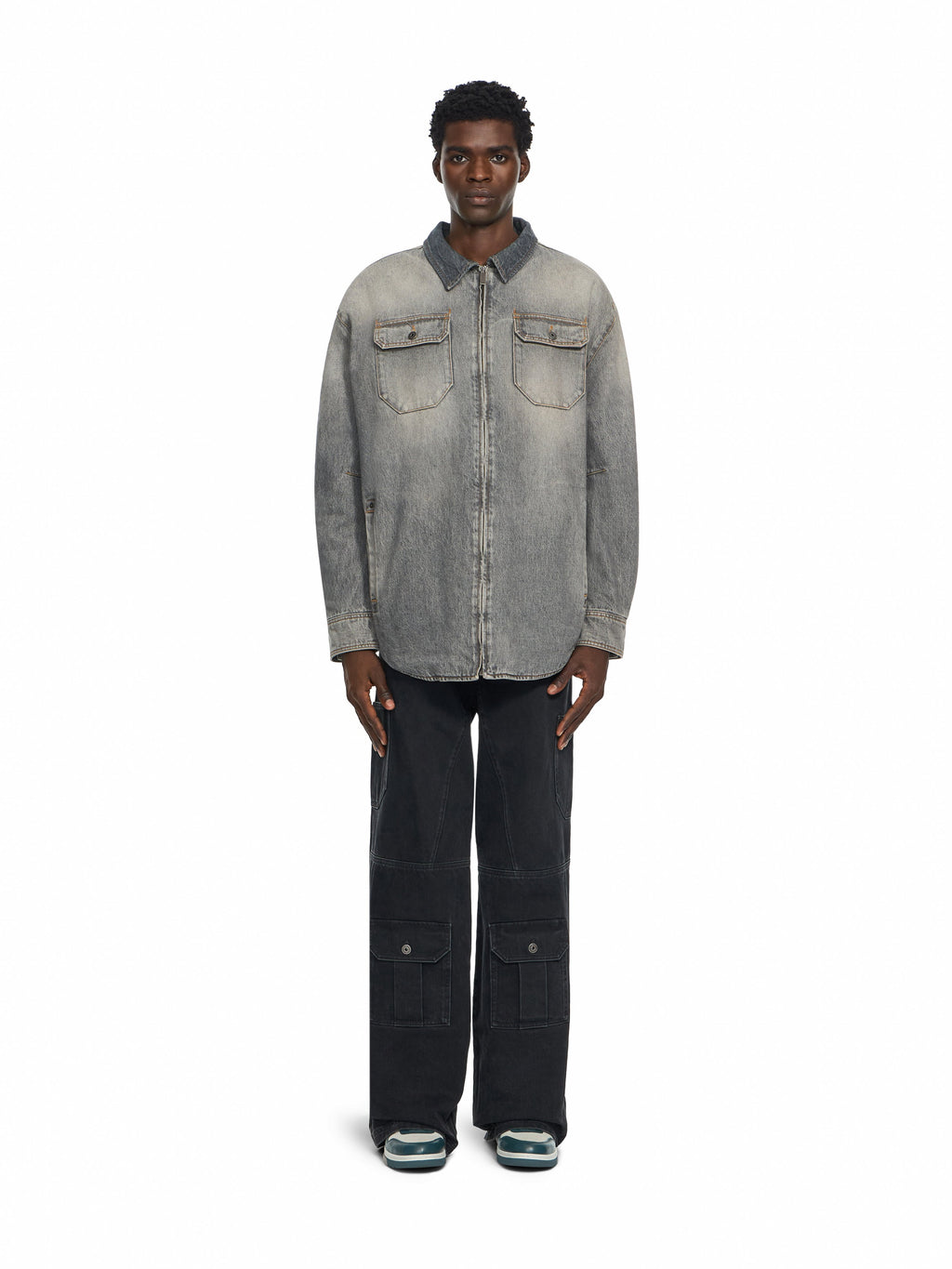 OFF WHITE Bookish Workwear Denim Overshirt SUN FADED GREY 44MYD05WF26D001
