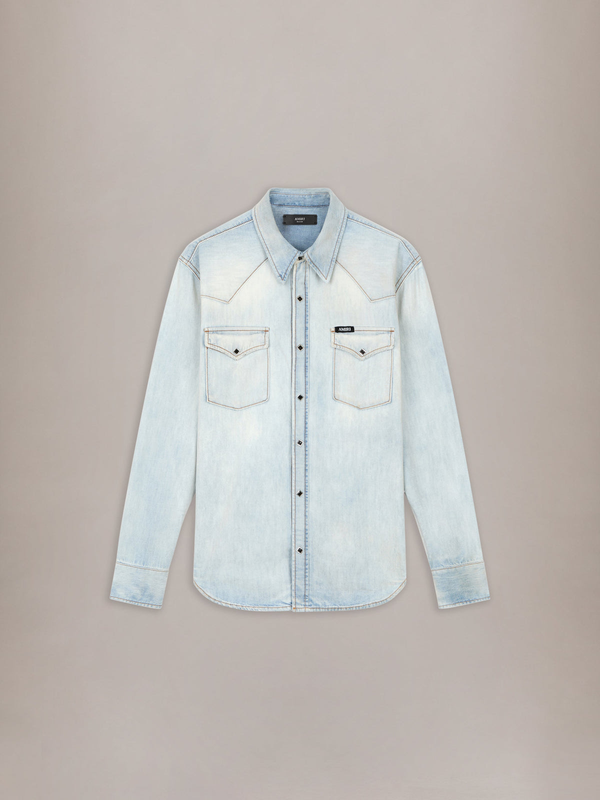 WESTERN DENIM LONG SLEEVE SHIRT - Snow Indigo