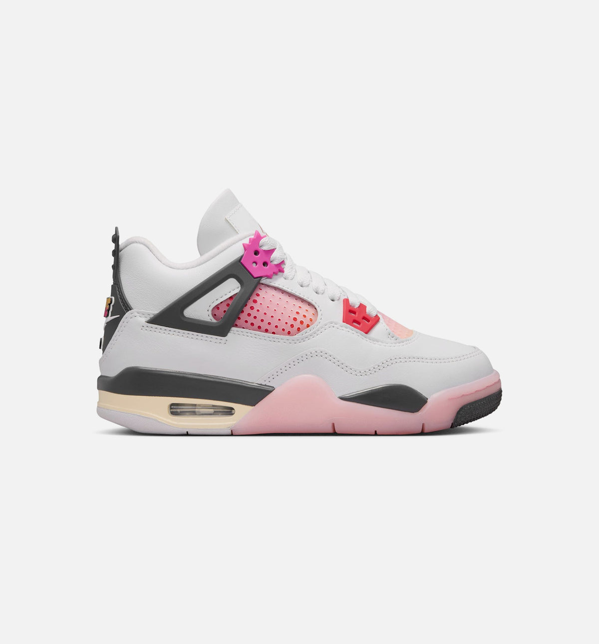 Air Jordan 4 Retro Comic Grade School Lifestyle Shoe - Off White/Fire Pink/Anthracite Free Shipping