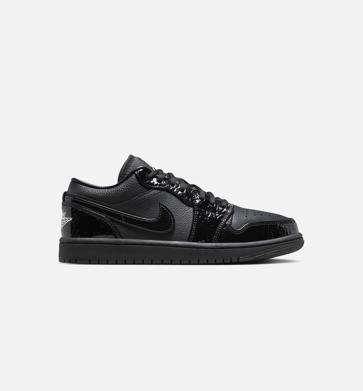 Air Jordan 1 Low Patent Elephant Womens Lifestyle Shoe - Black/Black/White/Metallic Silver