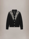 BEADED MICRO STARS CARDIGAN - Black