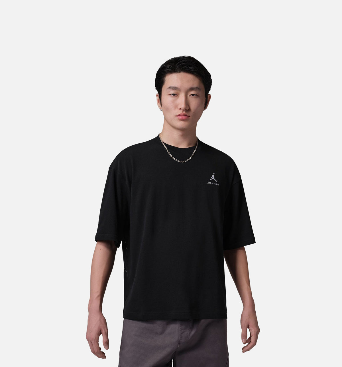 Oversized Mens Short Sleeve Shirt - Black/White/White