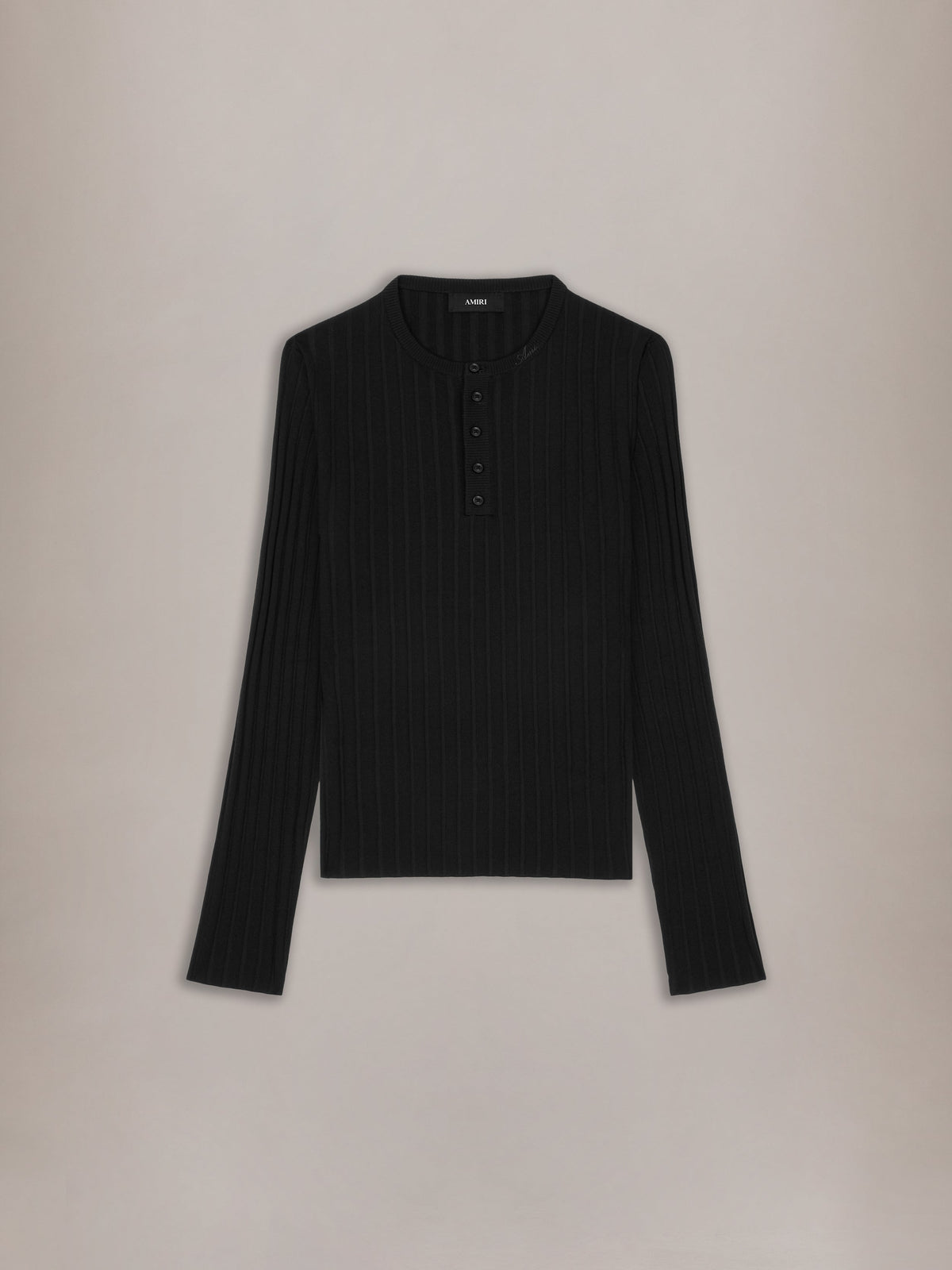 AMIRI SCRIPT KNIT HENLEY - Black