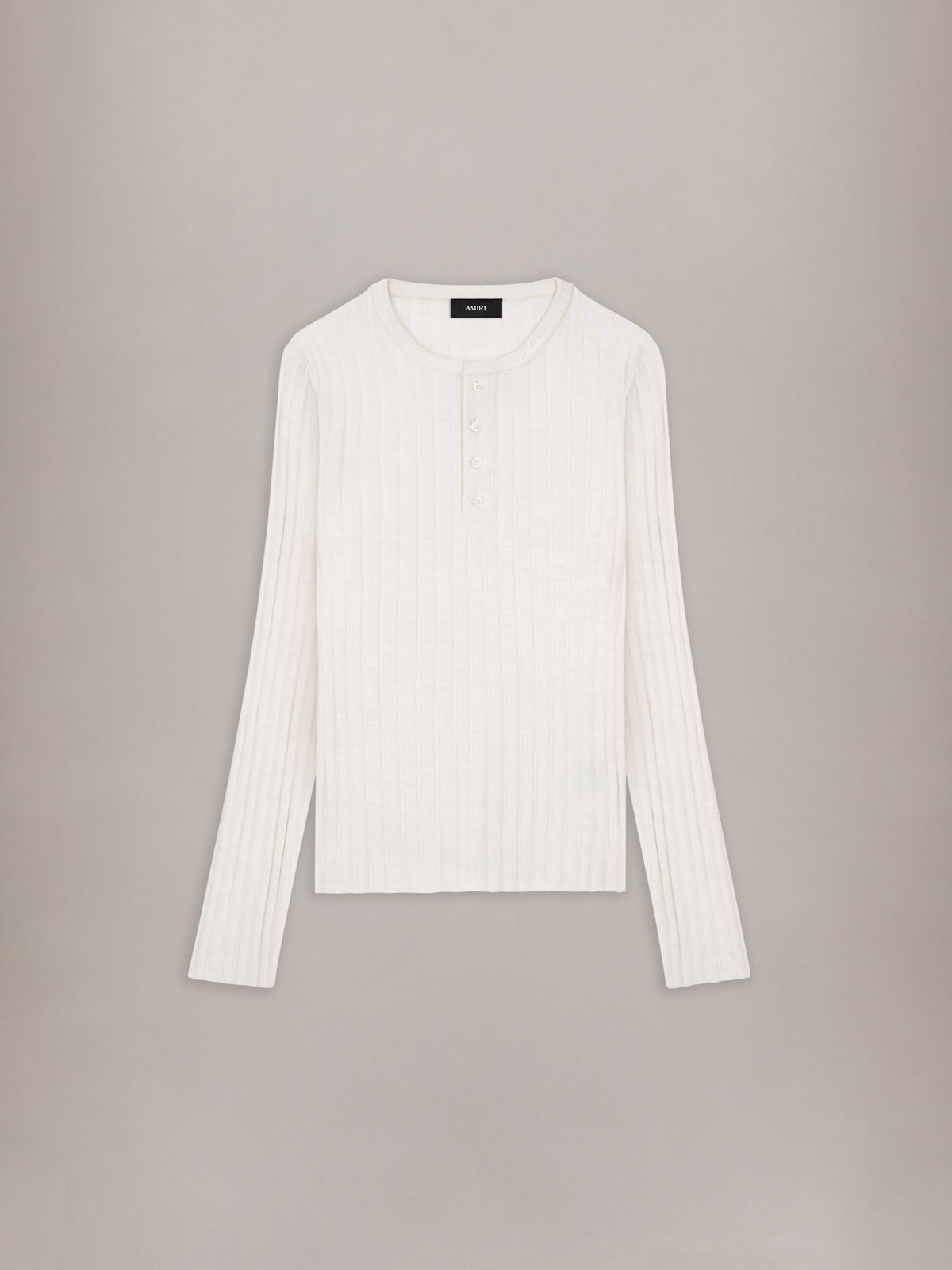 AMIRI SCRIPT KNIT HENLEY - Alabaster