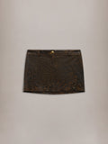 WOMEN - WOMEN'S CRACKLED LEATHER MINI SKIRT - Husk