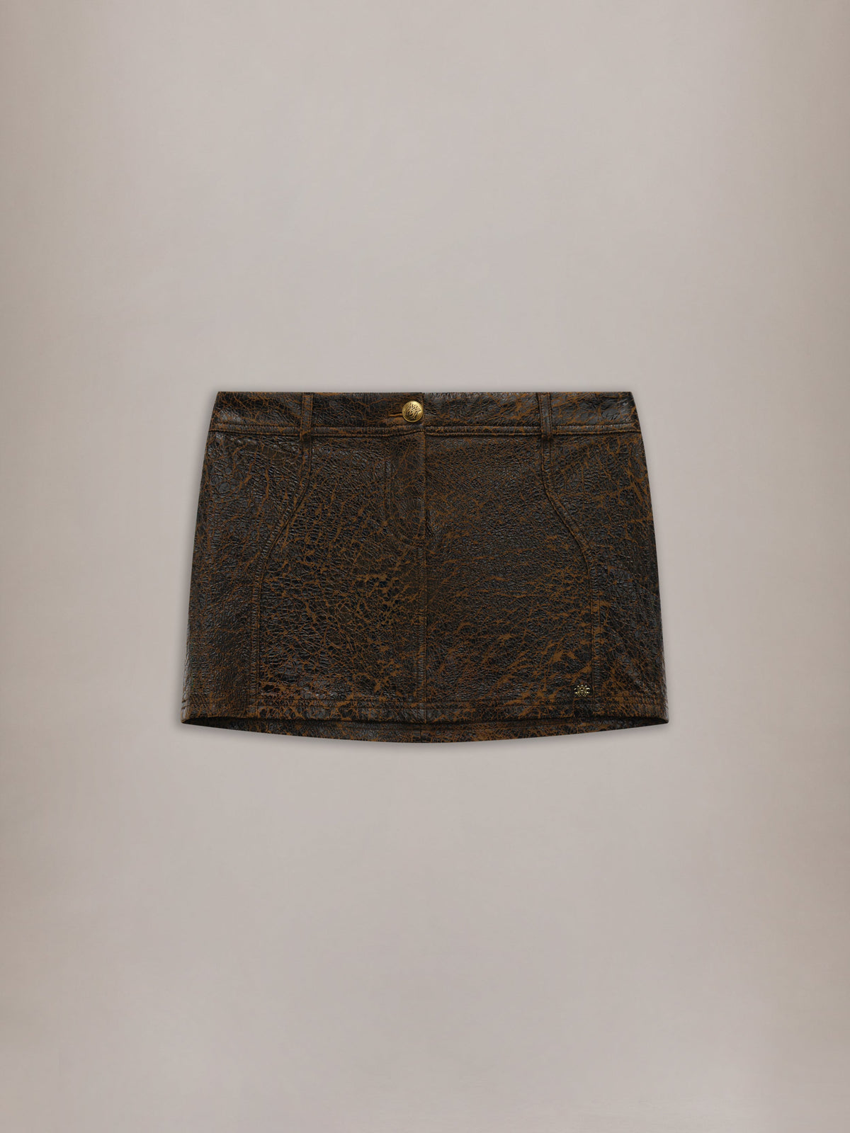 WOMEN - WOMEN'S CRACKLED LEATHER MINI SKIRT - Husk