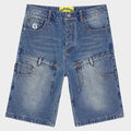 Twin Panel Denim Shorts (Blue)