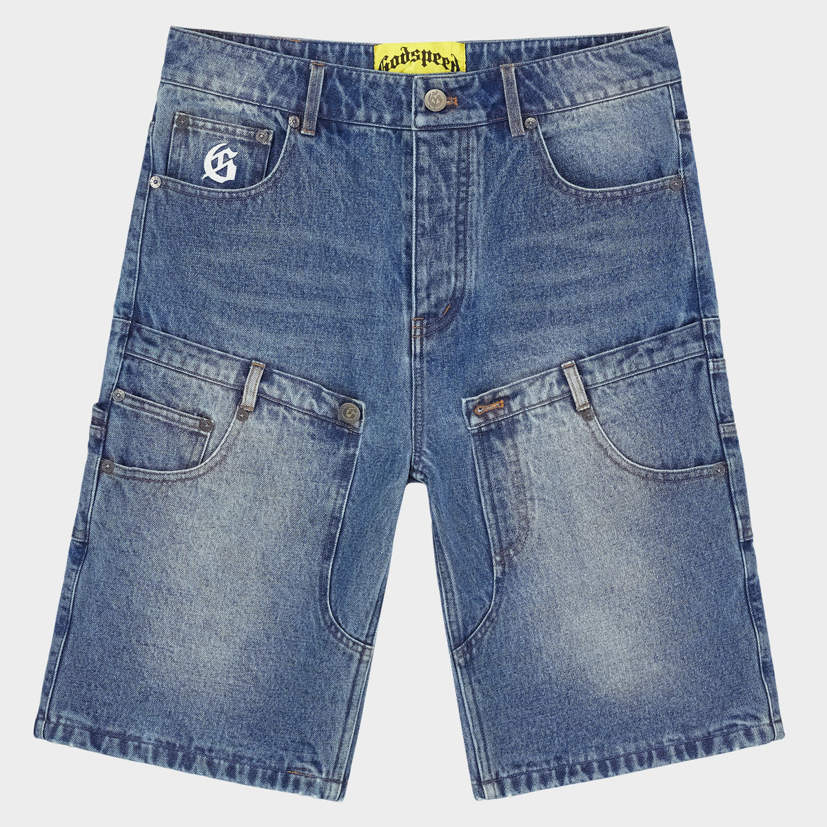 Twin Panel Denim Shorts (Blue)