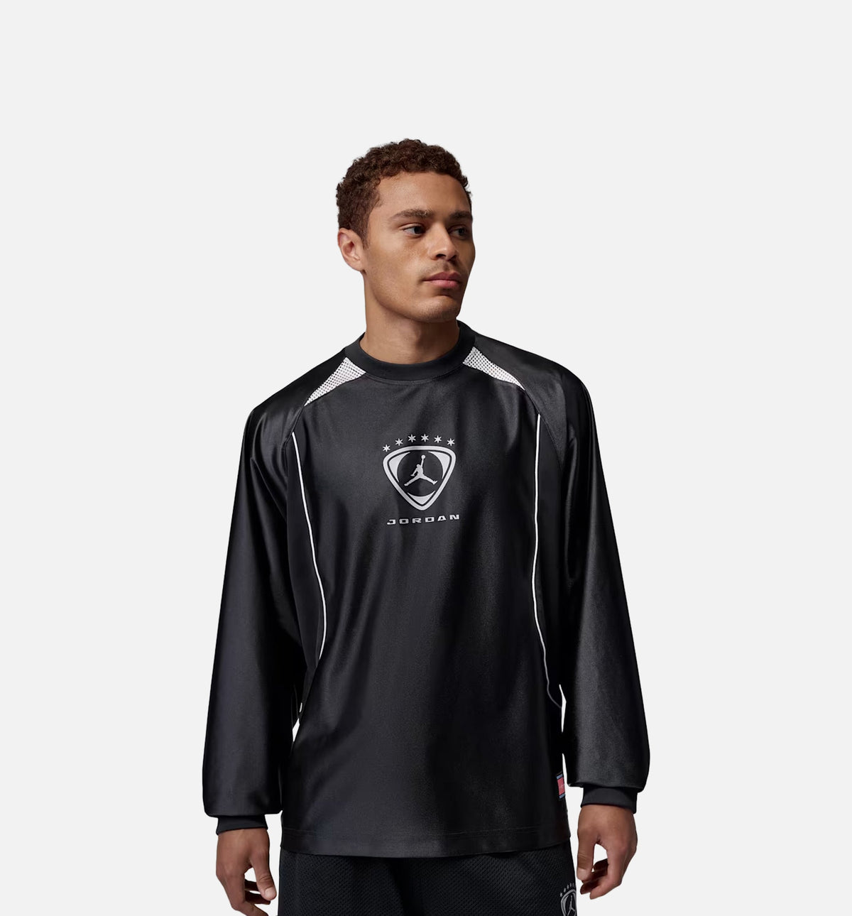 Brooklyn Goalie Mens Long Sleeve Shirt - Black/White/Metallic Silver