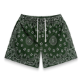 Screenprinted Paisley Two-Tone Green Shorts