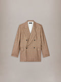 DOUBLE BREASTED NOTCH LAPEL LUREX JKT - Coffee