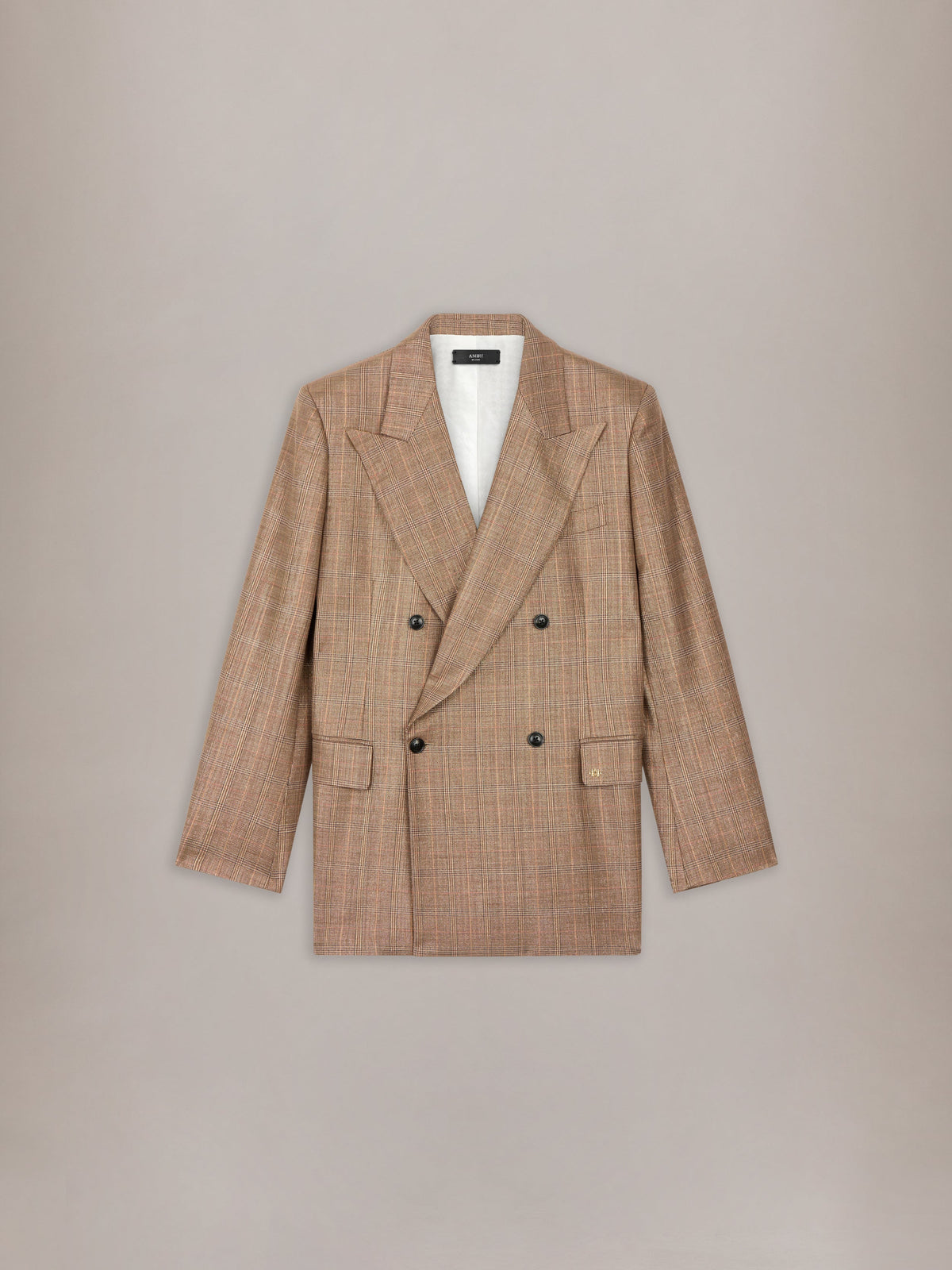DOUBLE BREASTED NOTCH LAPEL LUREX JKT - Coffee