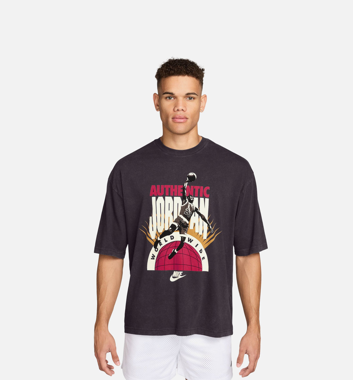 Oversized Reissue Mens Short Sleeve Shirt - Off Noir/Infrared 23