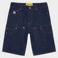 Twin Panel Denim Shorts (Raw Blue)