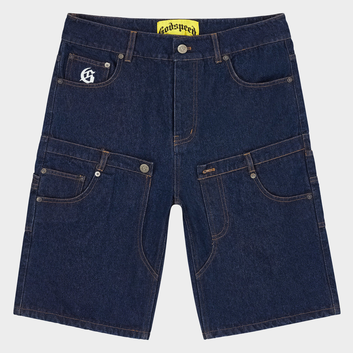 Twin Panel Denim Shorts (Raw Blue)