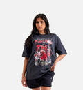 Oversized Graphic Tee Womens Short Sleeve Shirt - Black