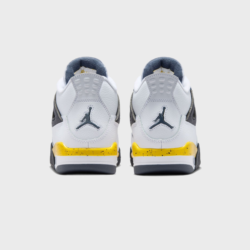 Jordan GS Air Jordan 4 Retro - White / Dark Blue Grey / Black / Tour Yellow