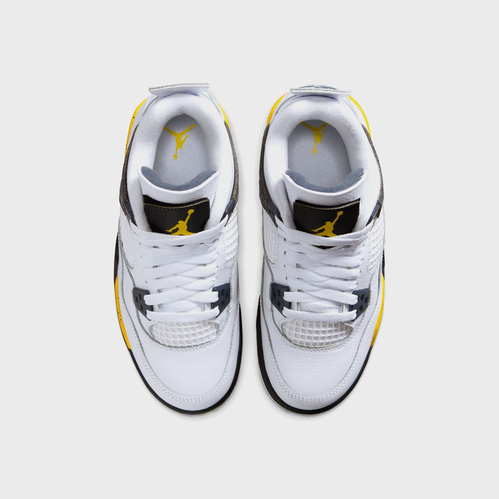 Jordan GS Air Jordan 4 Retro - White / Dark Blue Grey / Black / Tour Yellow