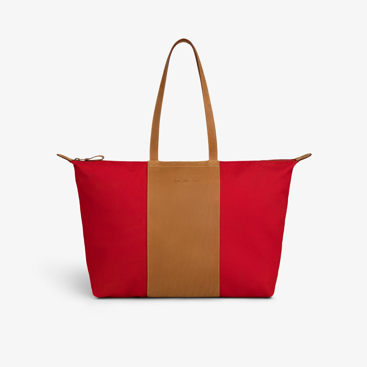 Leather Canvas Zip Tote