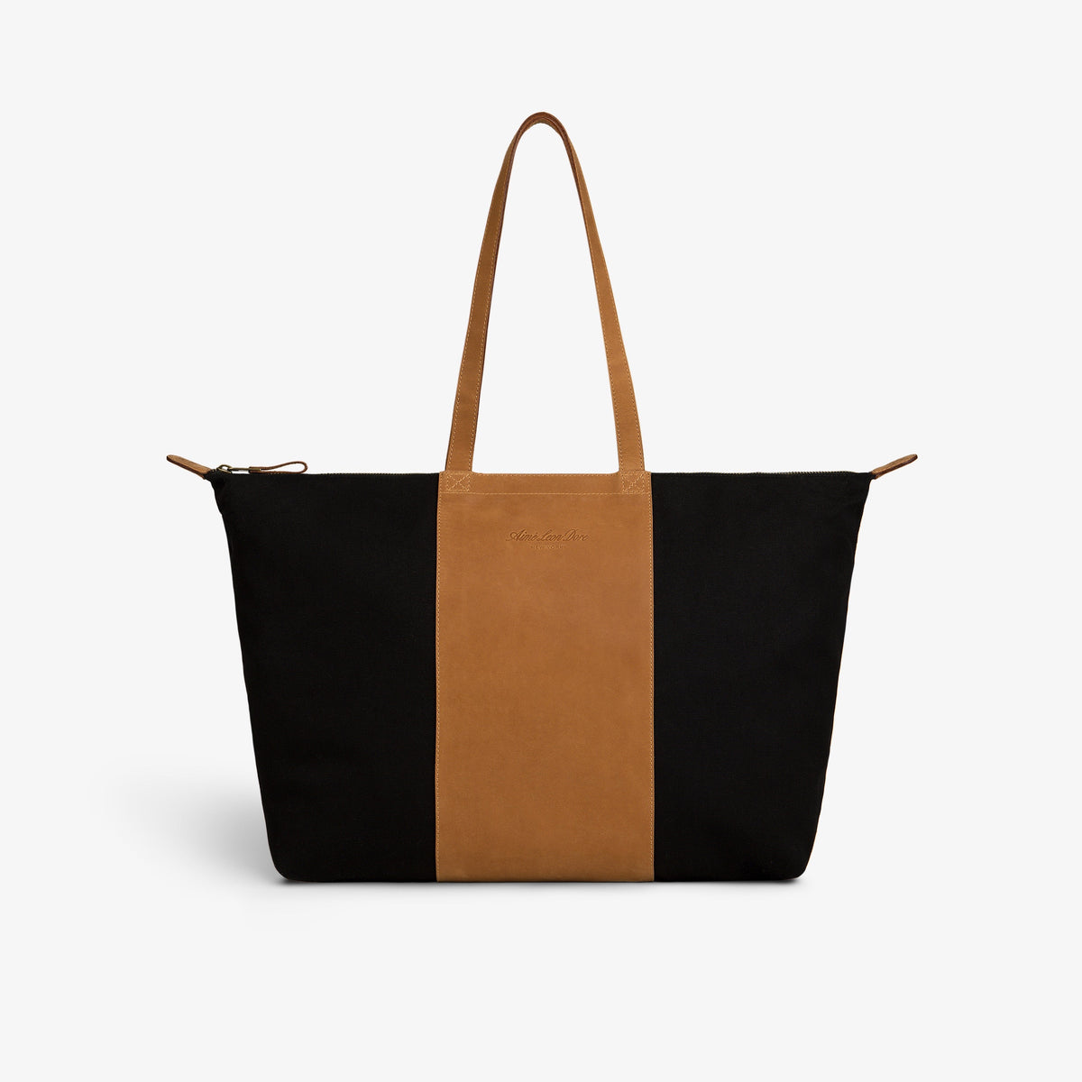 Leather Canvas Zip Tote